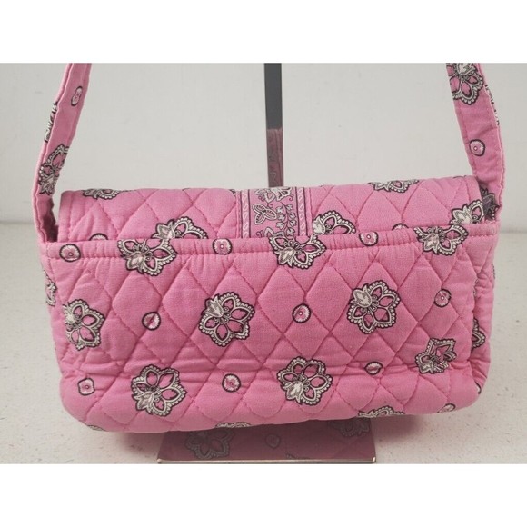 Vera Bradley Flamago Pink Small Flap Front Purse Shoulder Bag Cotton Quilted - Picture 4 of 16